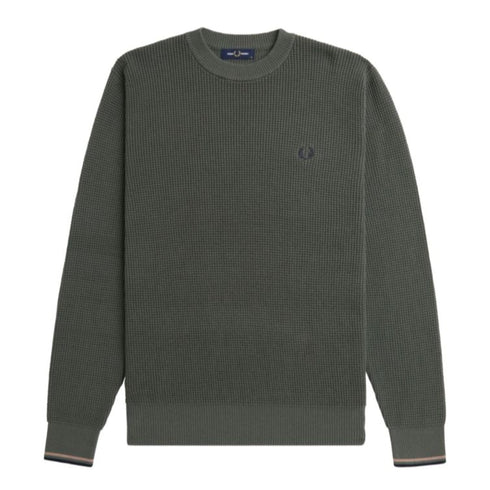 Fred Perry Maglia Maglia Uomo Waffle a girocollo Grigio - Francavilla Moda